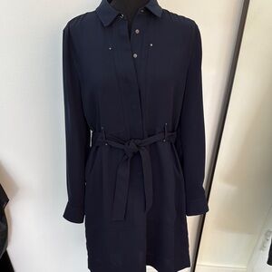 Karen Millen Navy Blue Long Sleeve Shirt Dress, US8